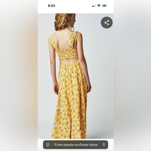 NWT FREE PEOPLE SUNFLOWER CUT OUT BACK MAXI DRESS - Picture 2 of 7
